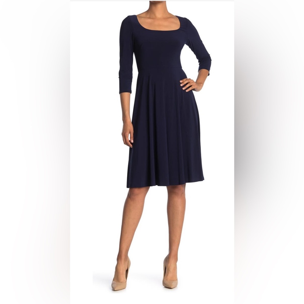 LIKE NEW Eliza J Square Neck Fit & Flare Dress